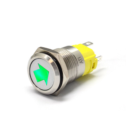 Alpinetech 16mm 5/8" LED Pushbutton Switch with Symbol (Turn Signal)