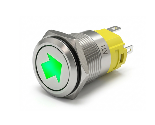Alpinetech 16mm 5/8" LED Pushbutton Switch with Symbol (Turn Signal)