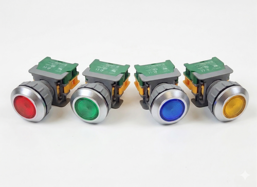 Auspicious  LXB-30 30mm 1NO Momentary Push Button Switch AC DC LED Illuminated - Flush Top