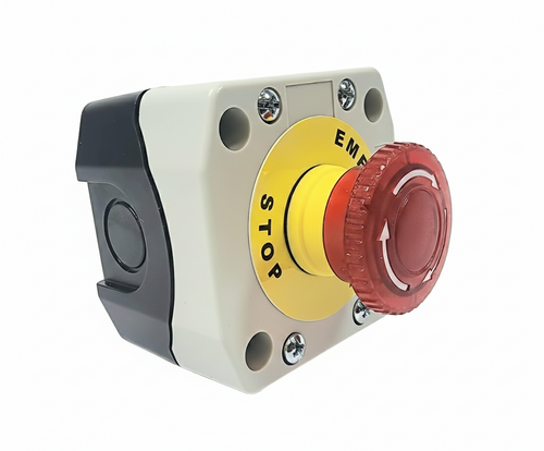 Alpinetech LED Red Emergency Stop Control Station, Grey Box