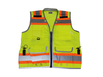 HEAVY DUTY ANSI CLASS 2 SAFETY VEST, 2 TONE, MULTI POCKETS