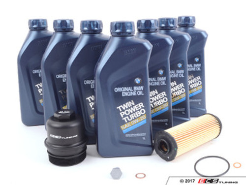 0W-20 Genuine BMW Oil Change Kit - With ECS Aluminum Oil Filter Cap
