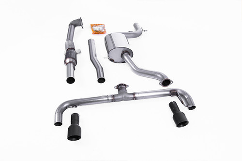 Milltek 3" Turbo Back w/Hi-Flow Sports Cat Non Resonated - Matte Black Tips - MK6 GTI 2.0T