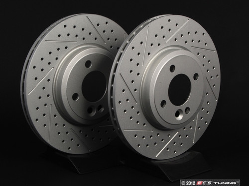 Front Cross Drilled & Slotted Brake Rotors - Pair 11.57" (294x22)