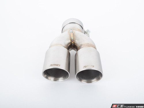 Turner Motorsport Double Wall Slash Cut Exhaust Tip - 2.75 Inlet - 3.0 OD - Stepped Left - Brushed Stainless