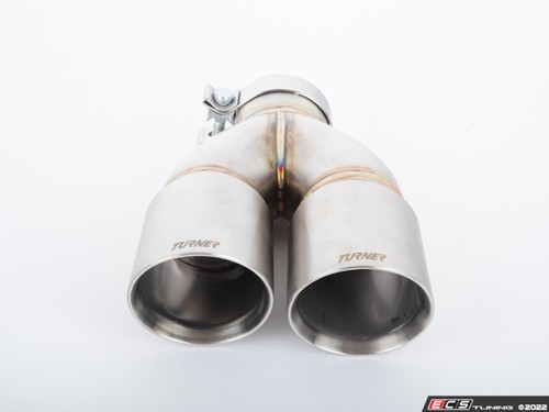 Turner Motorsport Double Wall Straight Cut Exhaust Tip - 3.0 Inlet - 3.5 OD - Stepped Left - Brushed Stainless
