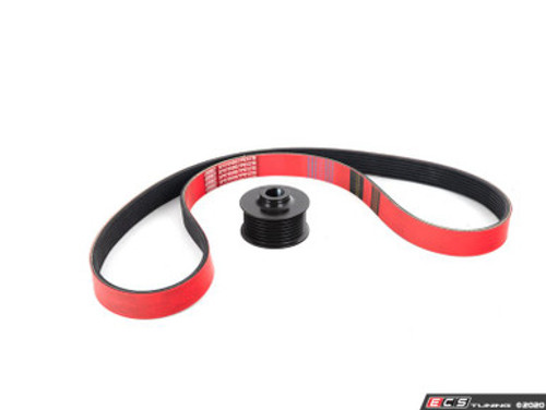 Audi 3.0T Performance Supercharger Pulley - 57.6mm - Press Fit - Kit With ECS Performance Kevlar Reinforced Supercharger Belt