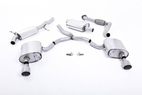Milltek Resonated Cat Back - Dual GT-100 Titanium Tips - A4 B9 Quatttro 2.0T Milltek Resonated Cat Back - Dual GT-100 Titanium Tips - A4 B9 Quatttro 2.0T