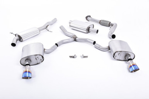 Milltek Resonated Cat Back - Dual GT-100 Burnt Titanium Tips - A4 B9 Quatttro 2.0T Milltek Resonated Cat Back - Dual GT-100 Burnt Titanium Tips - A4 B9 Quatttro 2.0T