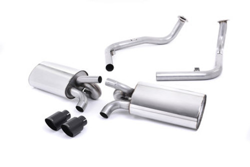 Milltek 2.13" Cat Back Exhaust - Exc. Rear Catalysts - Twin 90mm Cerakote Black Tips - Cayman S / Boxster S