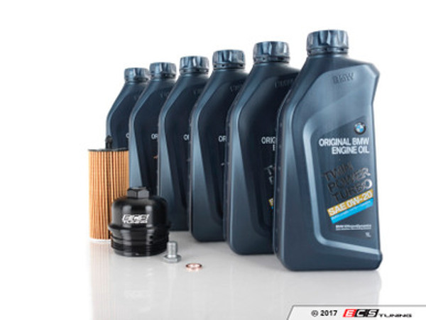 0W-20 Genuine BMW Oil Change Kit - With ECS Aluminum Oil Filter Cap | ES3513621