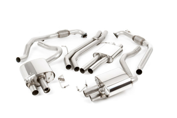 Milltek Sport Cat Back Resonated with Quad GT-100 Burnt Titanium Tips - Non Sport Diff Models Only