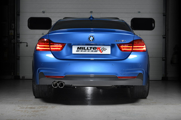 Milltek Non-Resonated Cat-Back Exhaust With 435i Style Dual Outlet Polished Tips - BMW 4 Series Coupe Automatic With Tow Bar