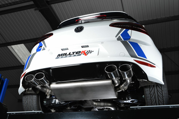 Milltek Non-Resonated Turbo-Back Exhaust Including High-Flow Sports Cat With Cerakote Black Oval Tips - VW Golf R MK7