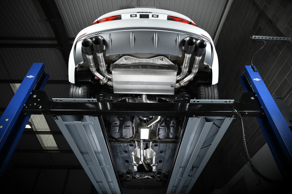 Milltek Cat Back Non-Valved, Resonated Race Exhaust System with Quad Oval Cerakote Black Tips - Audi S3 2.0 TFSI quattro Saloon 8V