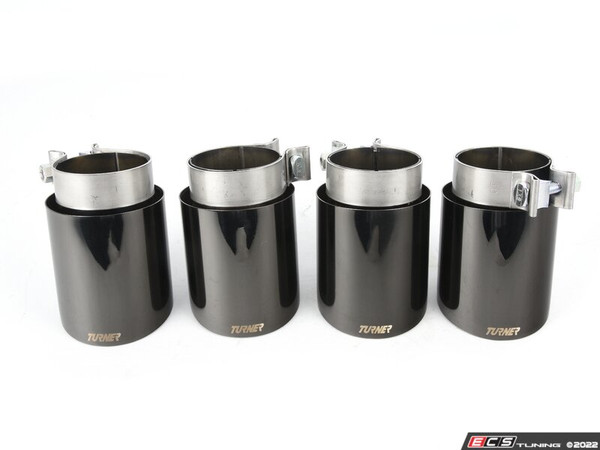 Set(4) - Turner 4" Double Wall Exhaust Tip W/ Polished Black Chrome Finish Set(4) - Turner 4" Double Wall Exhaust Tip W/ Polished Black Chrome Finish