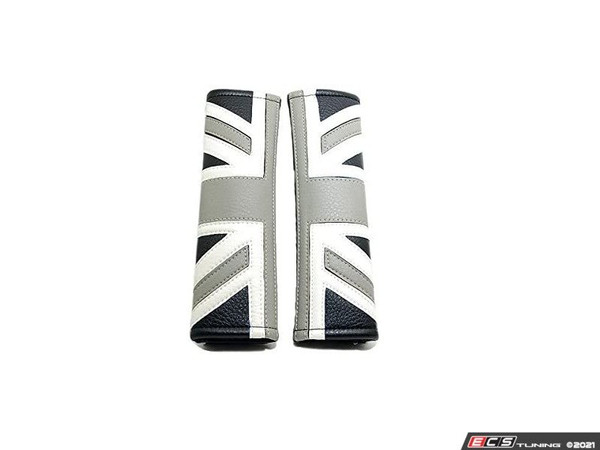 Union Jack  Gray Jack Seat Belt Strap Covers - Pair