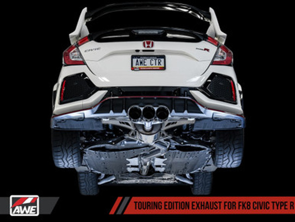 AWE Touring Edition Exhaust for FK8 Civic Type R (includes Front Pipe and DualPhase Mid Pipe) - Triple Chrome Silver Tips