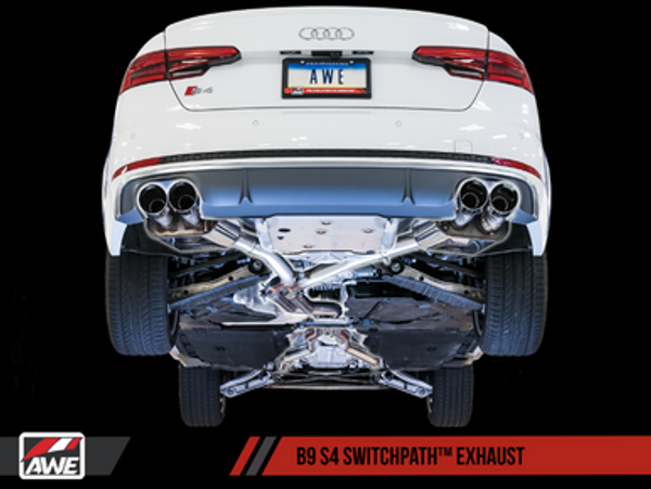 AWE Tuning Audi B9 S4 SwitchPath? Exhaust - Non-Resonated (Chrome Silver 90mm Tips)