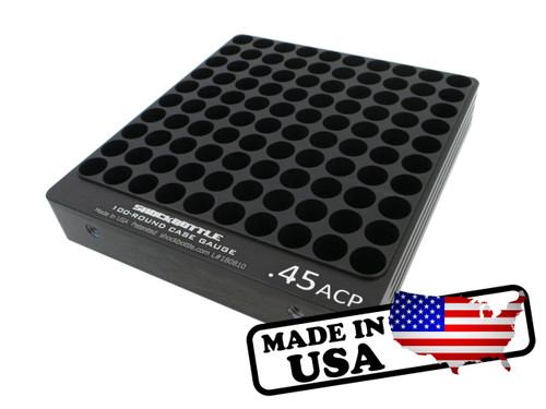 100-Hole 45 ACP Chamber Checker Cartridge Case Gauge - Anodized Black Hundo Casegauge by Shockbottle Shock Bottle