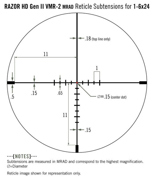 Vortex Razor Gen II HD-E 1-6x24 VMR-2 MRAD 3-Gun Scope Optic (RZR-16009)