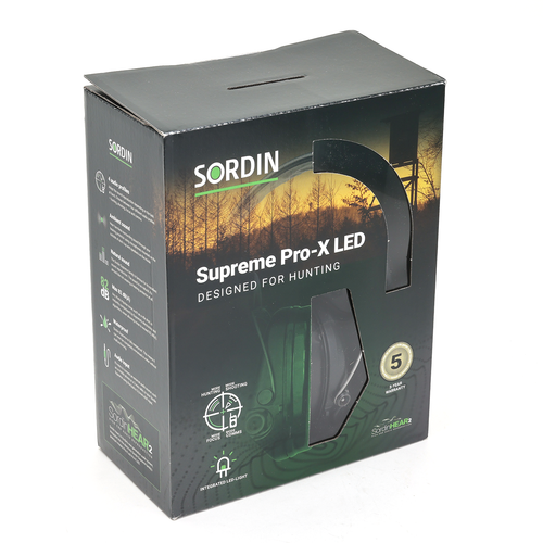 Sordin Supreme Pro-X LED Electronic Earmuffs w/Black / Gel Rings (75302-X-13-S) 