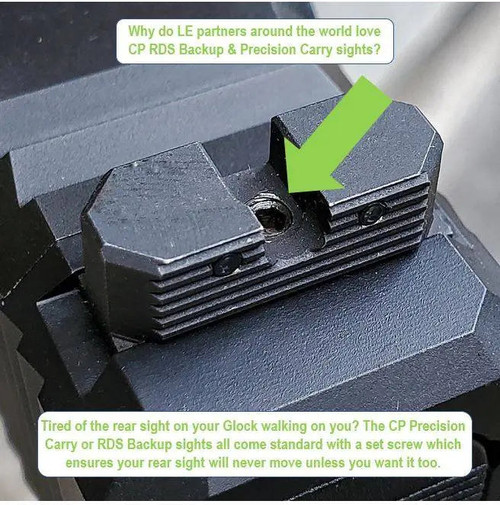 Continuous Precision RDS Back Up Iron Sights For Glock 10/15 Yard Zero