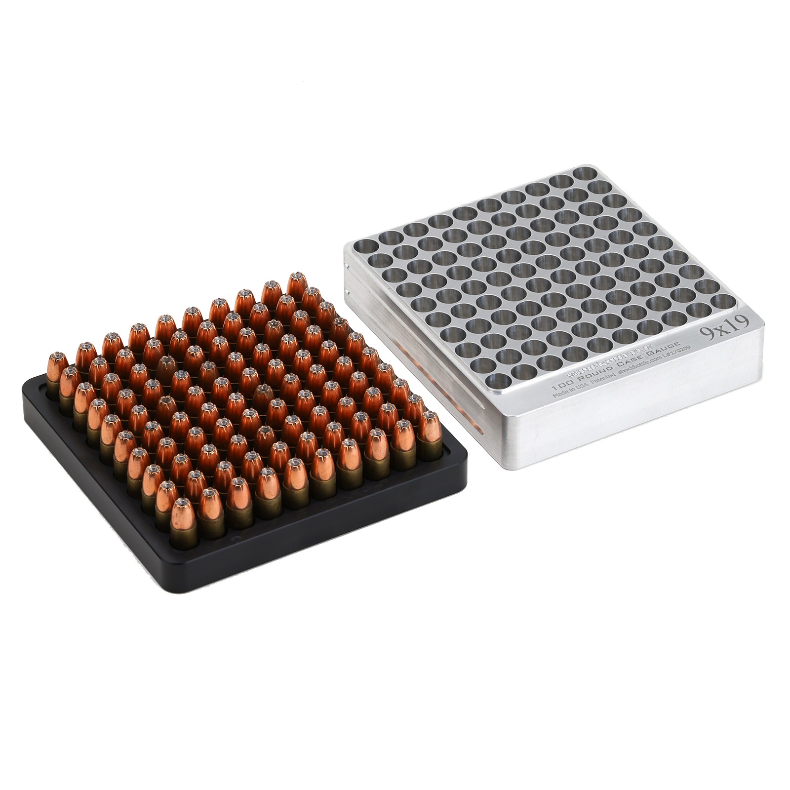 Hundo 9mm Case Gauge Flip Tray - Machined