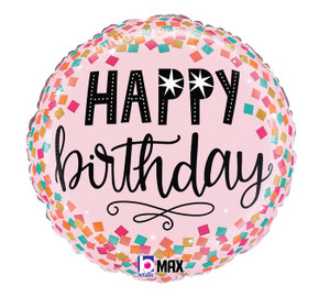 Pink Confetti Birthday 18" Foil Balloon (Packaged) Pink Confetti Birthday 18" Foil Balloon (Packaged)