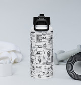 "Golf Collage" Stainless Steel Water Bottle With a Straw Lid
