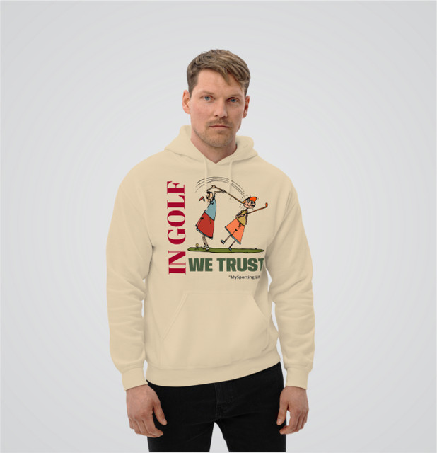 "Golf Collage" Adults Hoodie Sand In Golf We Trust "Golf Collage" Adults Hoodie Sand In Golf We Trust