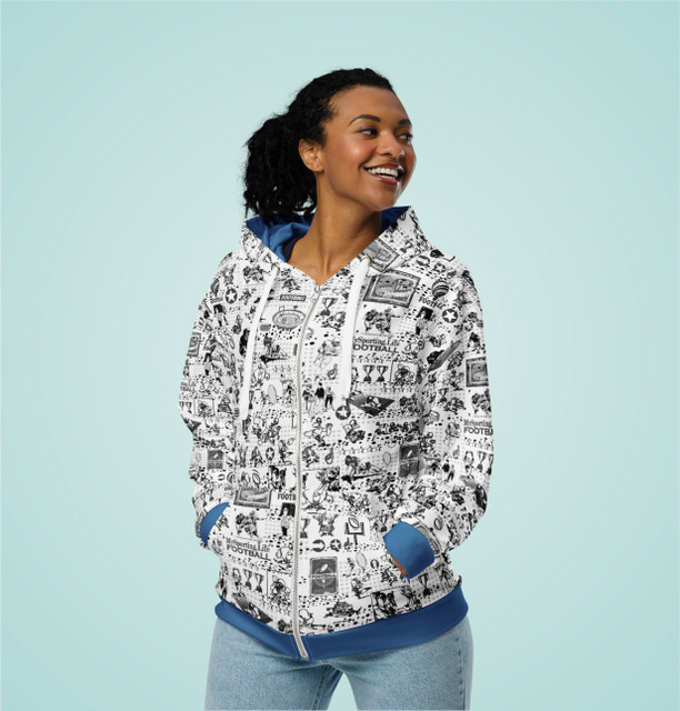 Unisex Zip Hoodie B/W For Football Fans