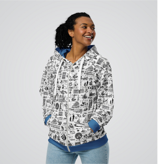 "Fishing Collage" Adult Zip-Up Hoodie "Fishing Collage" Adult Zip-Up Hoodie