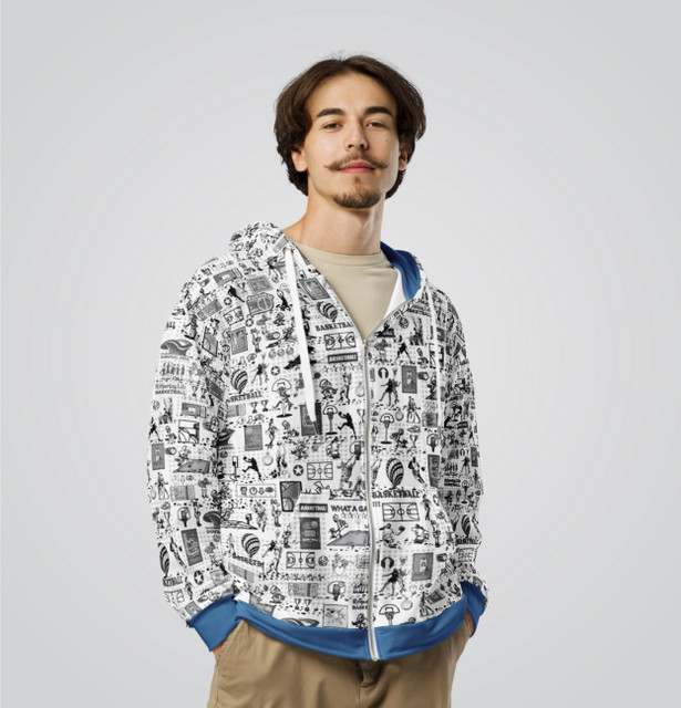 "Basketball Collage" Adult Zip-Up Hoodie "Basketball Collage" Adult Zip-Up Hoodie
