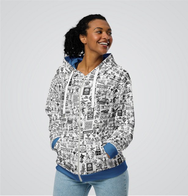 "Soccer Collage" Adult Zip-Up Hoodie "Soccer Collage" Adult Zip-Up Hoodie