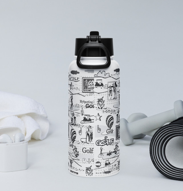 Stainless Steel Water Bottle With a Straw Lid For Golf Fans