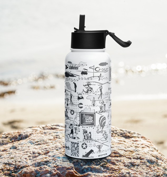 Stainless Steel Water Bottle With a Straw Lid For Golf Fans