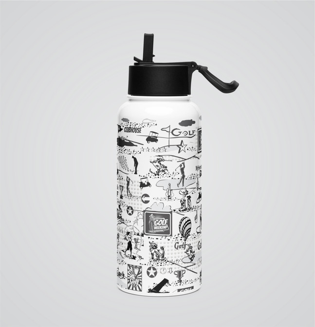"Golf Collage" Stainless Steel Water Bottle With a Straw Lid