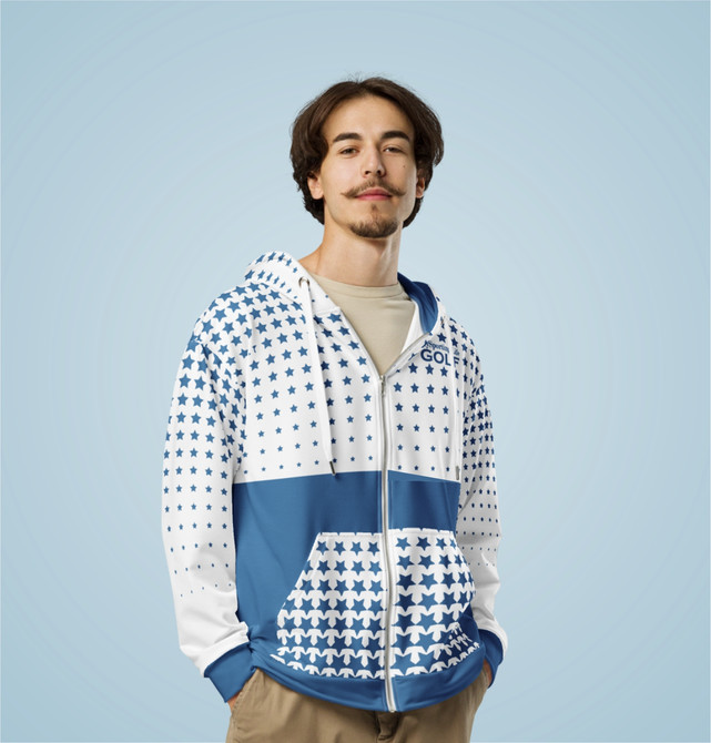 Unisex Zip Hoodie Navy/White For Golf Fans