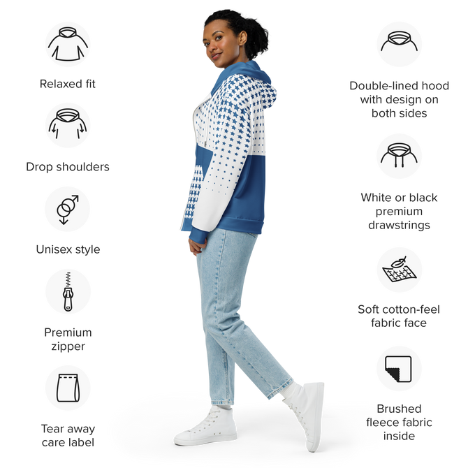 Unisex Zip Hoodie Navy/White For Golf Fans