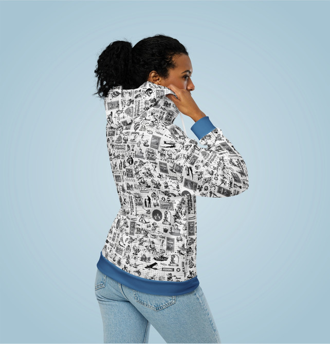 Unisex Zip Hoodie B/W For Fishing Fans