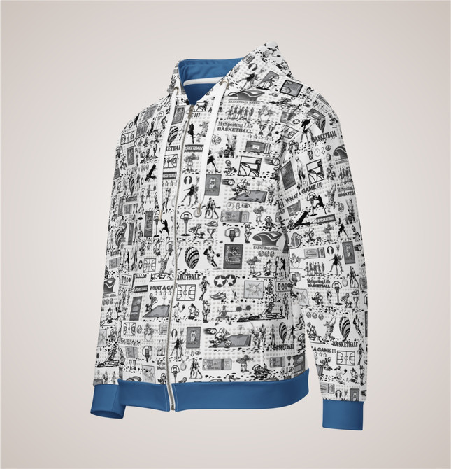 Unisex Zip Hoodie B/W For Basketball Fans 