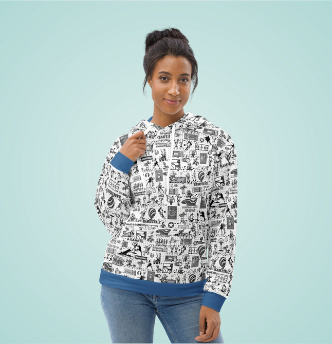 Unisex Hoodie B/W For Basketball Fans