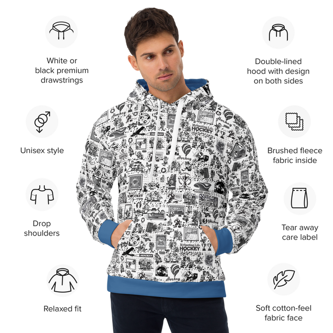 Unisex Hoodie B/W For Hockey Fans