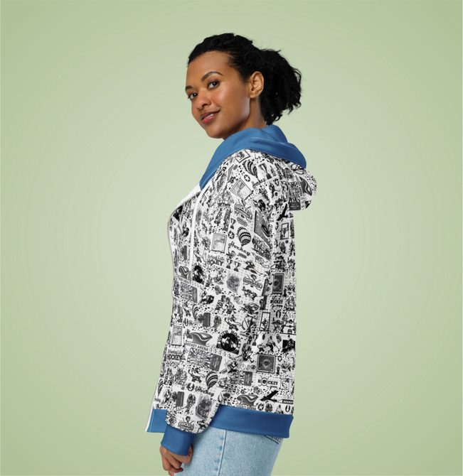 Unisex zip Hoodie B/W For Hockey Fans