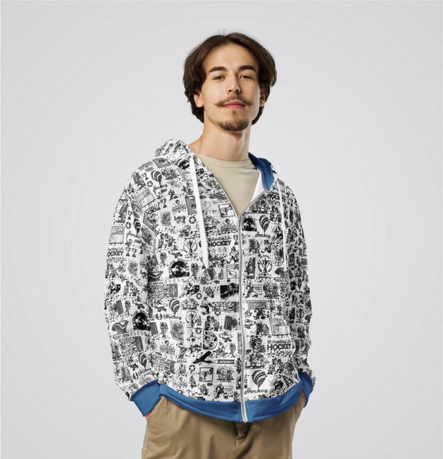 "Hockey Collage" Adult Zip-Up Hoodie