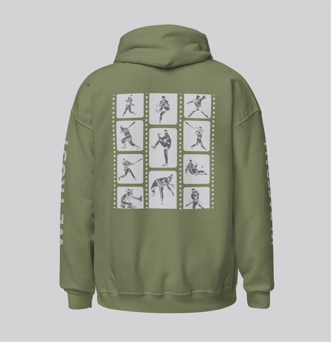 "Baseball Frame It" Adults Hoodie Green