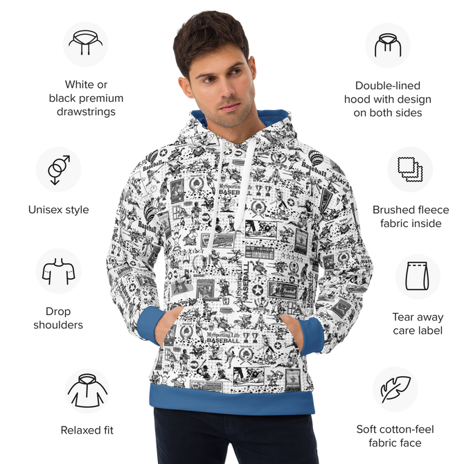 Unisex Hoodie B/W For Baseball Fans