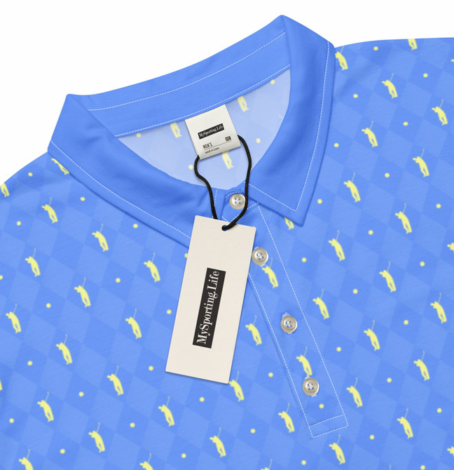 Men’s Slim Fit Polo Blue/Yellow For Golf Fans
