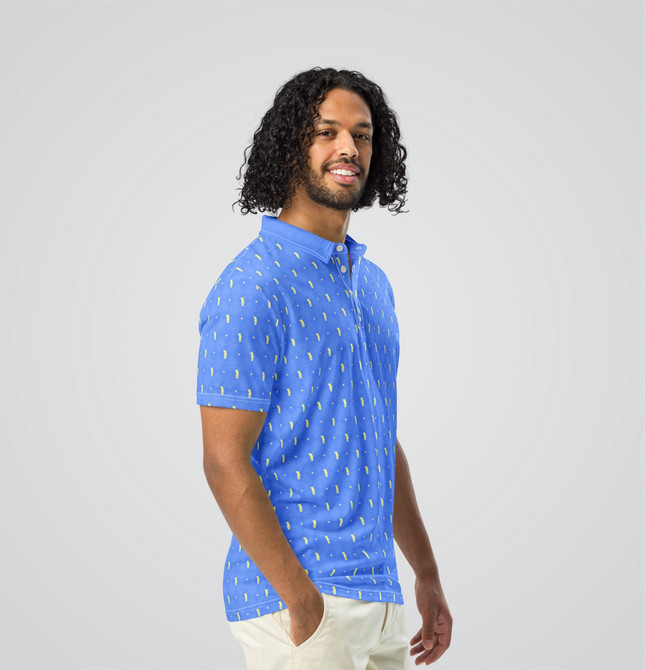 "Golf In Shape" Men's Slim Fit Polo Blue/Yellow